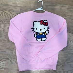 Helly Kitty Pink Crew Neck Sweatshirt with Terry cloth embroidery Small